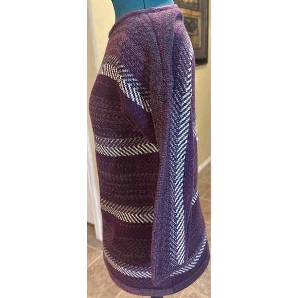 Chaps Brand Striped Purple Sweater 3/4 Sleeves Cotton Blend Women's Size Large - Picture 3 of 11